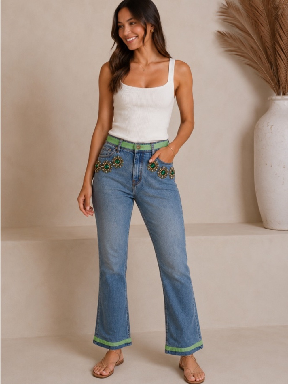 ✨ Boston Proper Statement Embellished Bootcut Jeans ✨ size 10 EUC
